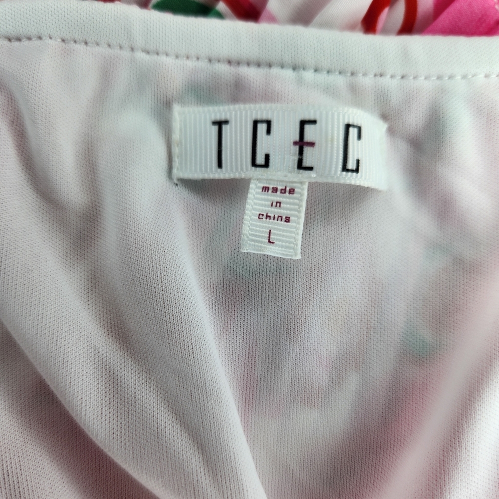 TCEC Pleated Swing Tiered Floral Mini Dress Size Large‎ - Picture 9 of 9